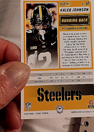 2025 Panini Score #12 Kaleb Johnson — back