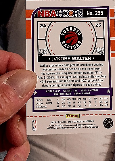 2024-25 Panini NBA Hoops Haunted #255 Ja'Kobe Walter — back