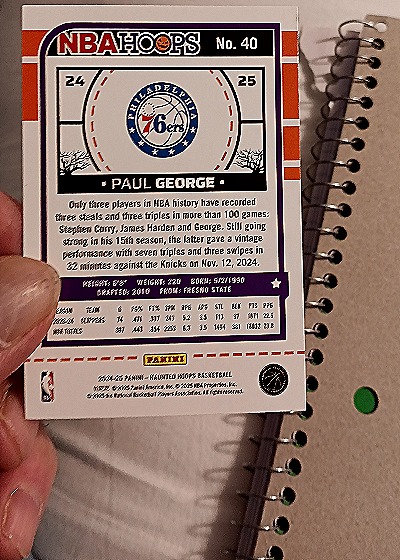 2024-25 Panini Haunted Hoops #40 Paul George — back