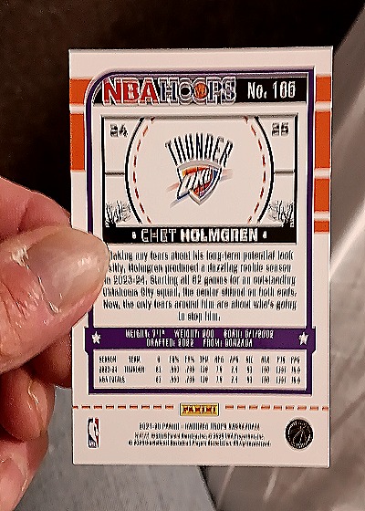 2024-25 Panini NBA Hoops #105 Chet Holmgren — back
