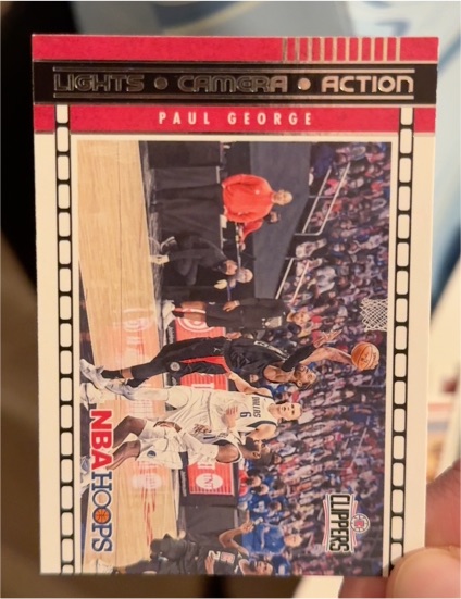 2021-22 Panini NBA Hoops #18 Paul George Lights Camera Action Los Angeles Clippers — front