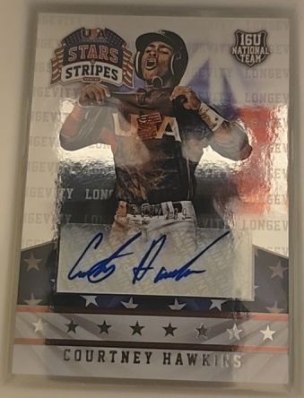2015 Panini USA Baseball Stars & Stripes Longevity #26 Courtney Hawkins — front