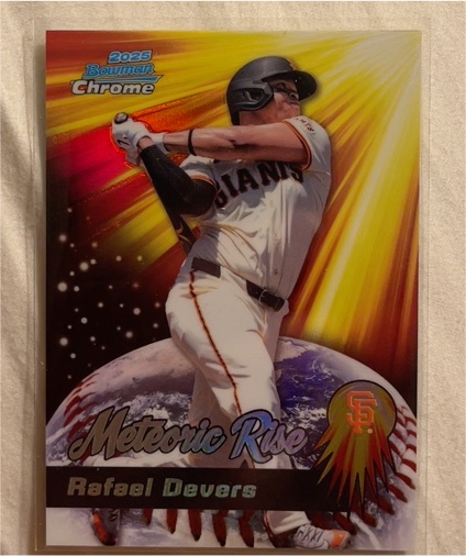 2025 Bowman Chrome #MR-13 Rafael Devers Meteoric Rise — front