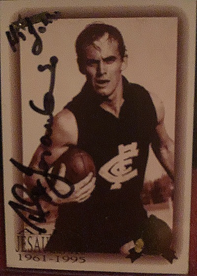 1995 Tesat Australia Carlton Football Club Player Card — front