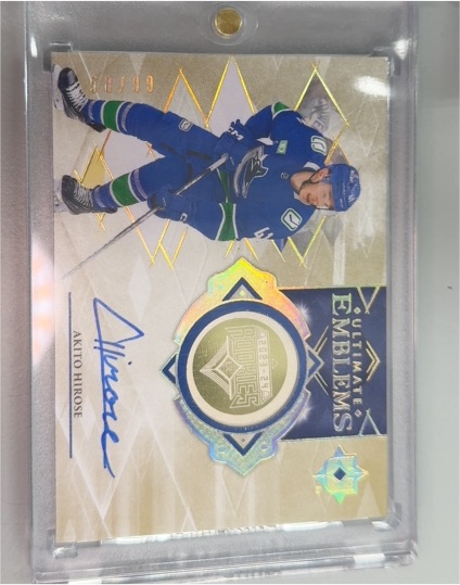 2023-24 Upper Deck Ultimate Collection Ultimate Emblems Autographs #UE-AH Akito Hirose — front