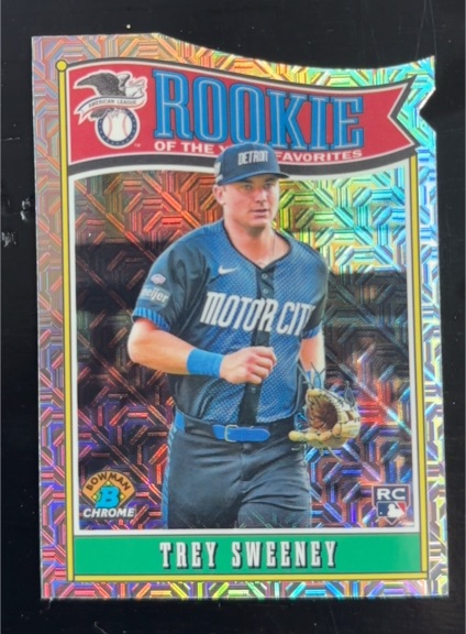 2025 Bowman Chrome Rookie of the Year Favorites Mojo #ROY-12 Trey Sweeney — front