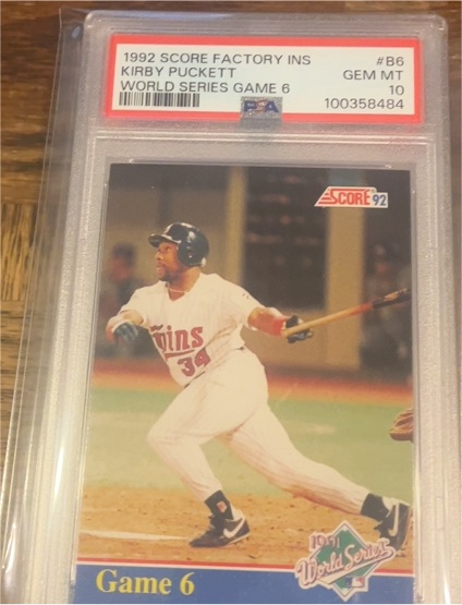 1992 Score Factory Ins #B6 Kirby Puckett World Series Game 6 — front