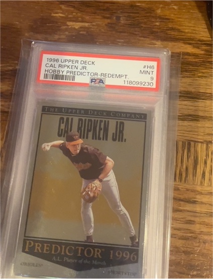 1996 Upper Deck #H6 Cal Ripken Jr. Hobby Predictor Redemption — front