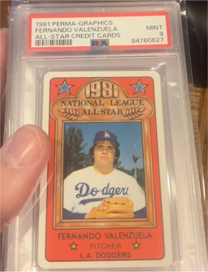 1981 Perma-Graphics All-Star Credit Card #Fernando Valenzuela — front