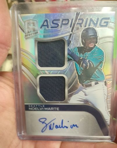 2021 Panini Spectra Aspiring Dual Jersey Auto Noelvi Marte — front