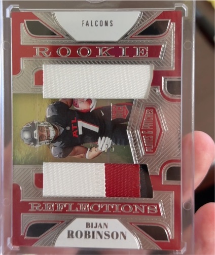 2023 Panini Plates & Patches Reflections Bijan Robinson Rookie Dual Patch — front