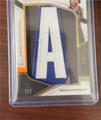 2023 Panini Immaculate Trendon Watford Nameplate Nobility Letter Patch #NN-TA — front