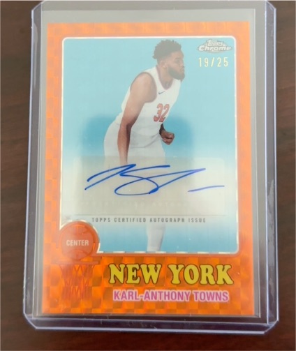 2024-25 Topps Chrome 1973 Auto-Orange Geometric Karl-Anthony Towns #73TA-KT — front