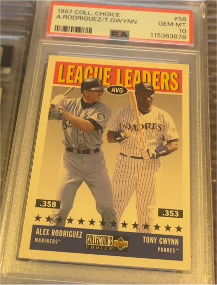 1997 Upper Deck Collector's Choice #56 Alex Rodriguez / Tony Gwynn League Leaders — front