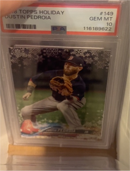 2018 Topps Holiday #149 Dustin Pedroia — front