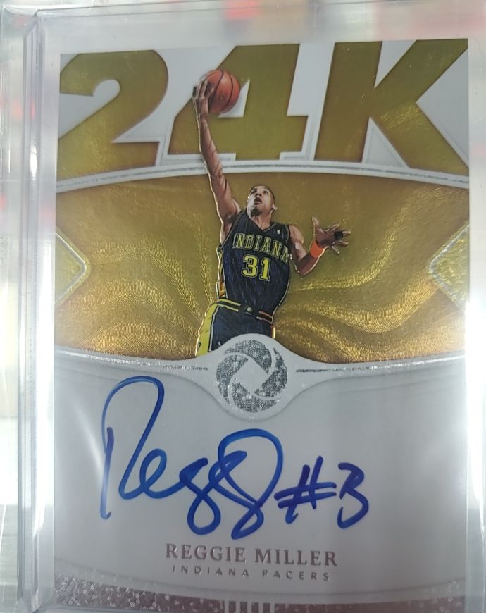 2018-19 Panini Opulence 24K Autographs #24K Reggie Miller — front