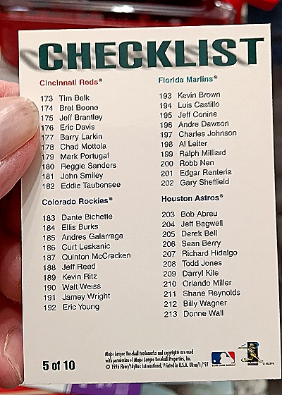 1997 Fleer Ultra #5 Mark McGwire Checklist — back