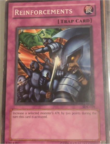 1996 Yu-Gi-Oh! #SDK-038 Reinforcements — front
