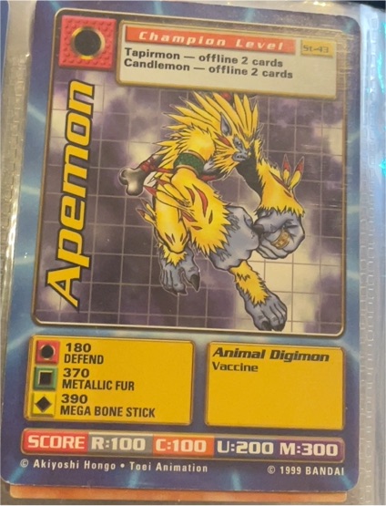 1999 Bandai Digimon #ST-43 Apemon — front