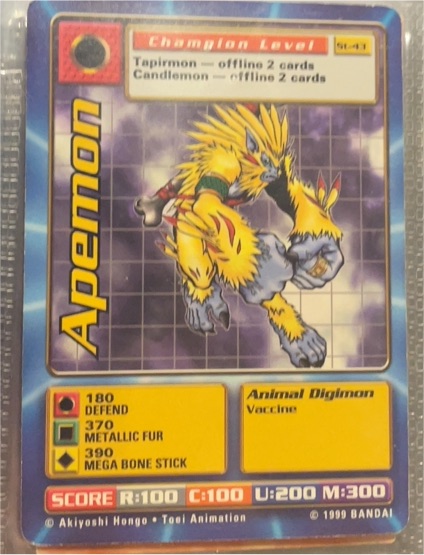 1999 Bandai Digimon #St-43 Apemon — front