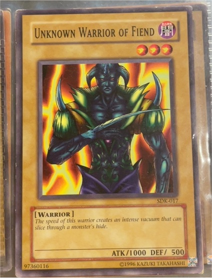 1996 Yu-Gi-Oh! SDK-017 Unknown Warrior of Fiend — front