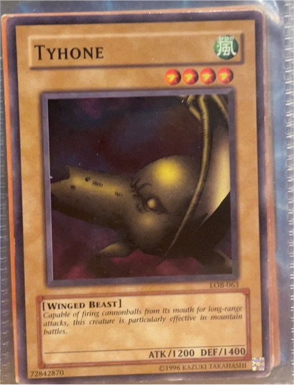 1996 Yu-Gi-Oh! The Legend of Blue Eyes White Dragon #LOB-063 Tyhone — front