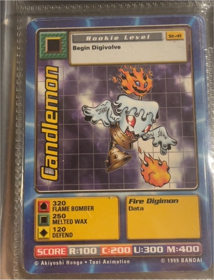 1999 Bandai Digimon Digi-Battle Card Game #ST-41 Candlemon — front