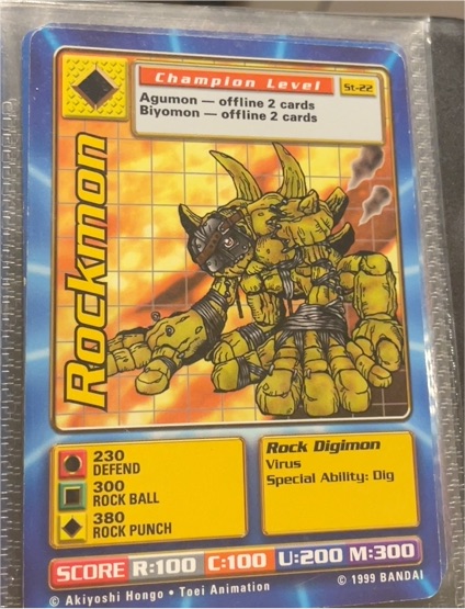 1999 Bandai Digimon #St-22 Rockmon — front
