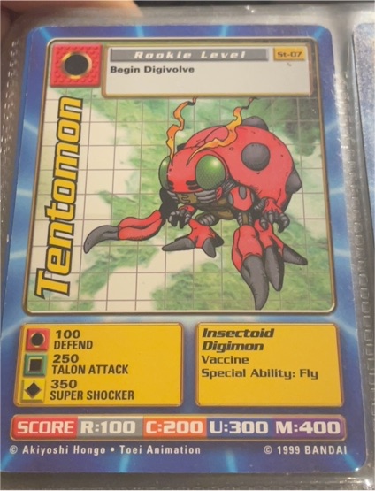 1999 Bandai Digimon #St-07 Tentomon — front