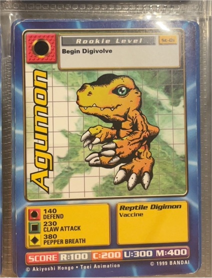 1999 Digimon #St-01 Agumon Rookie Level — front
