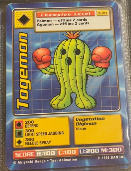 1999 Bandai Digimon #St-10 Togemon — front