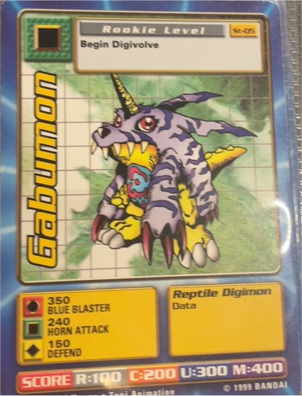 1999 Bandai Digimon TCG #ST-05 Gabumon — front