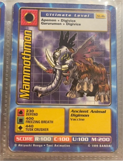 1999 Bandai Digimon #ST-46 Mammothmon — front