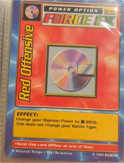 1999 Bandai Digimon Power Option Force FX #ST-49 Red Offensive — front