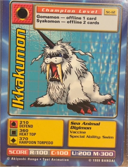 1999 Bandai Digimon #ST-12 Ikkakumon — front