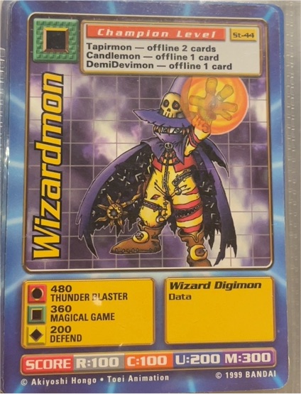 1999 Bandai Digimon Digi-Battle #ST-44 Wizardmon — front