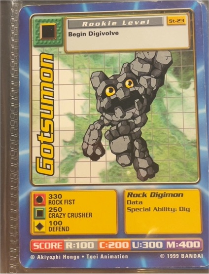 1999 Bandai Digimon Digi-Battle #St-23 Gotsumon — front