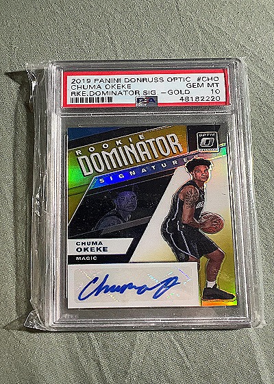 2019 Panini Donruss Optic #CHO Chuma Okeke Rookie Dominator Signature Gold — front