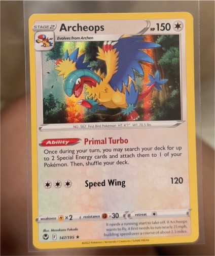 2022 Pokémon Sword & Shield Silver Tempest #147 Archeops — front