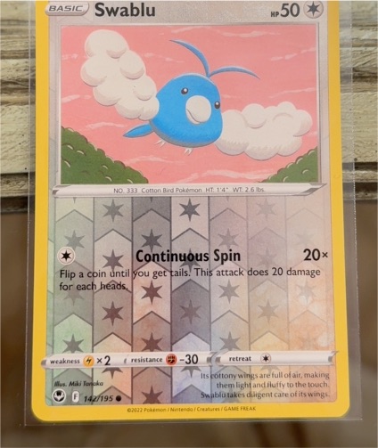 2022 Pokémon SWSH12: Silver Tempest #142 Swablu — front