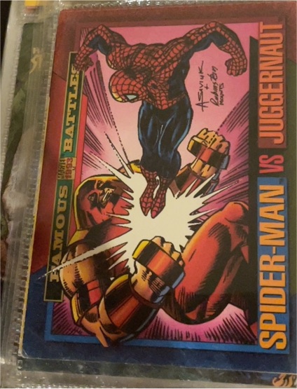1993 SkyBox Marvel Universe #165 Spider-Man vs Juggernaut — front