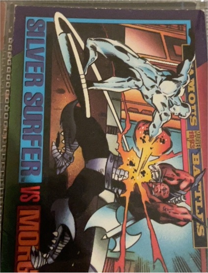 1993 SkyBox Marvel Universe Series IV #148 Silver Surfer vs Morg — front