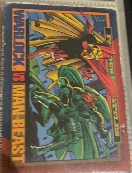 1993 SkyBox Marvel Universe #171 Warlock vs Man-Beast — front