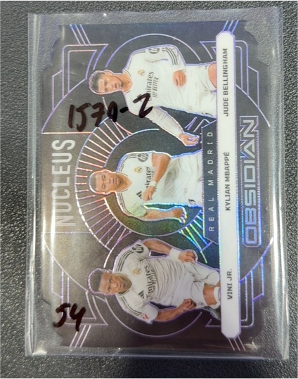 2024 Panini Obsidian Nucleus #Nucleus Kylian Mbappe Jude Bellingham Vini Jr. — front