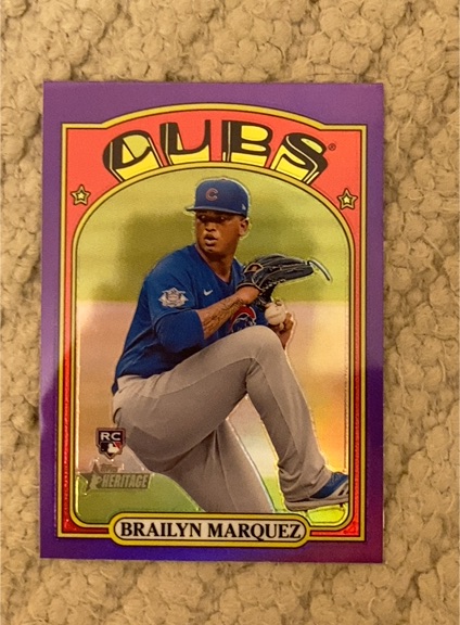 2021 Topps Heritage Chrome Purple Refractor #598 Brailyn Marquez — front