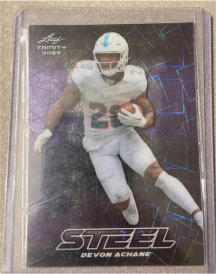 2023 Leaf Trinity Steel #S-26 Devon Achane — front