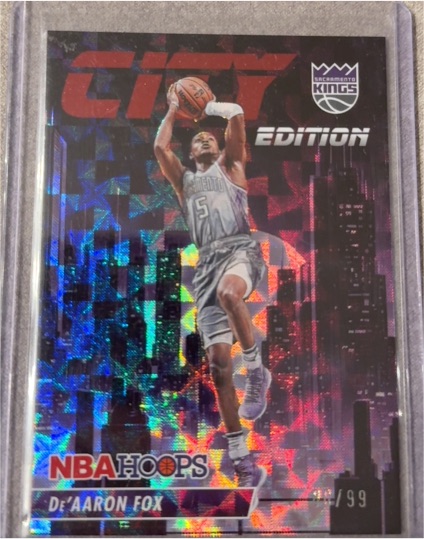 2023-24 Panini NBA Hoops City Edition Hyper Red #14 De'Aaron Fox — front