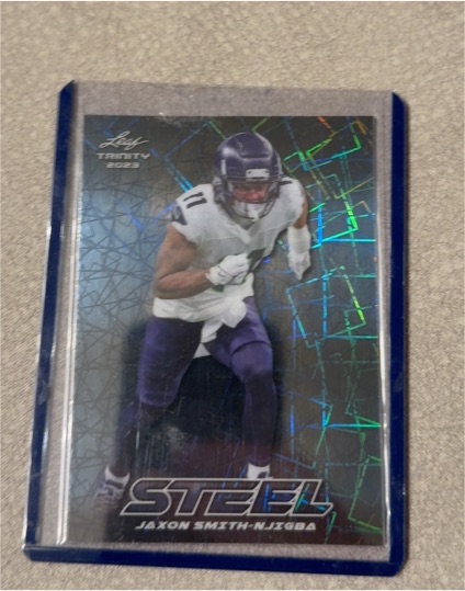 2023 Leaf Trinity #S-43 Jaxon Smith-Njigba Steel — front