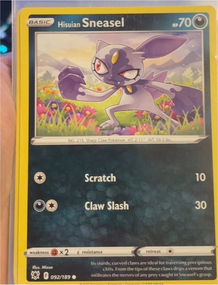 2022 Pokémon Sword & Shield Astral Radiance #092 Hisuian Sneasel — front