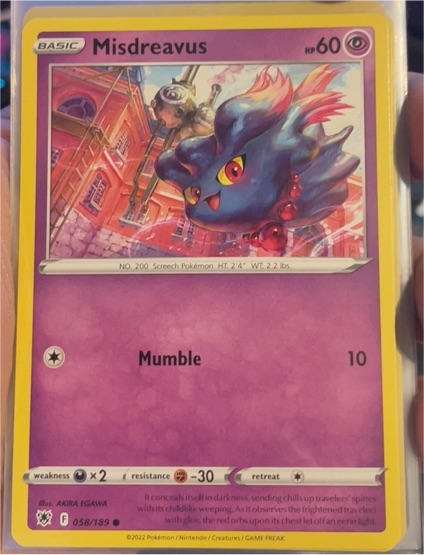 2022 Pokémon Astral Radiance #058 Misdreavus — front